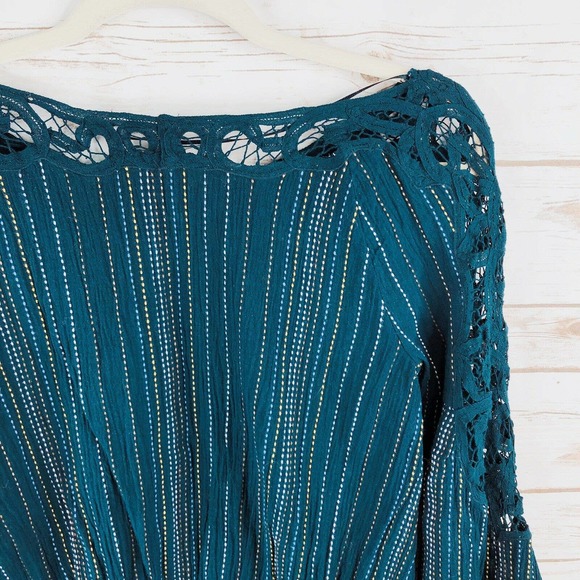 Free People Top Size XS Floral Lace Stripe Balloon - Picture 7 of 9